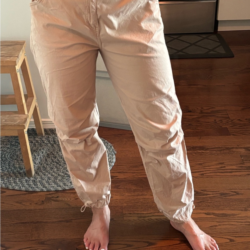 NEW Tan Cabincore Joggers with pockets Elastic Cuffs and Relaxed Fit